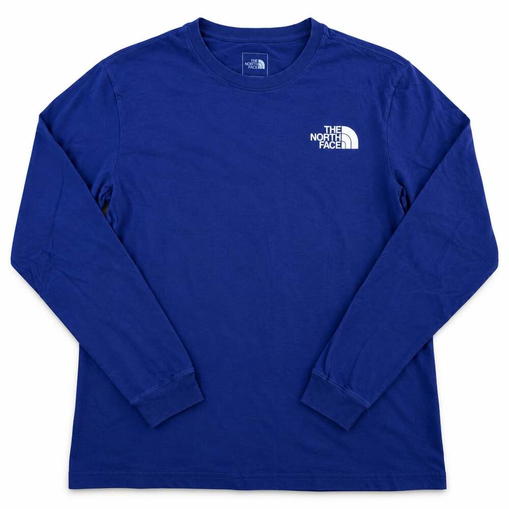 The North Face Never Stop Exploring Box Logo Long Sleeve T Shirt Blue Men's XL
